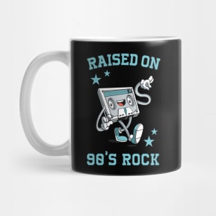 Raised on 90's Rock: Funny Retro Cassette Tape Mug